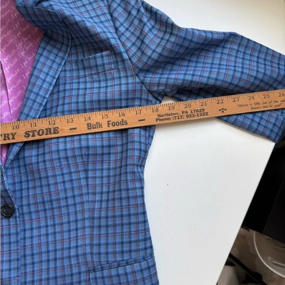 Tom James $1500 custom Blue Plaid Women’s Tailored Blazer never worn bespoke - Picture 11 of 13